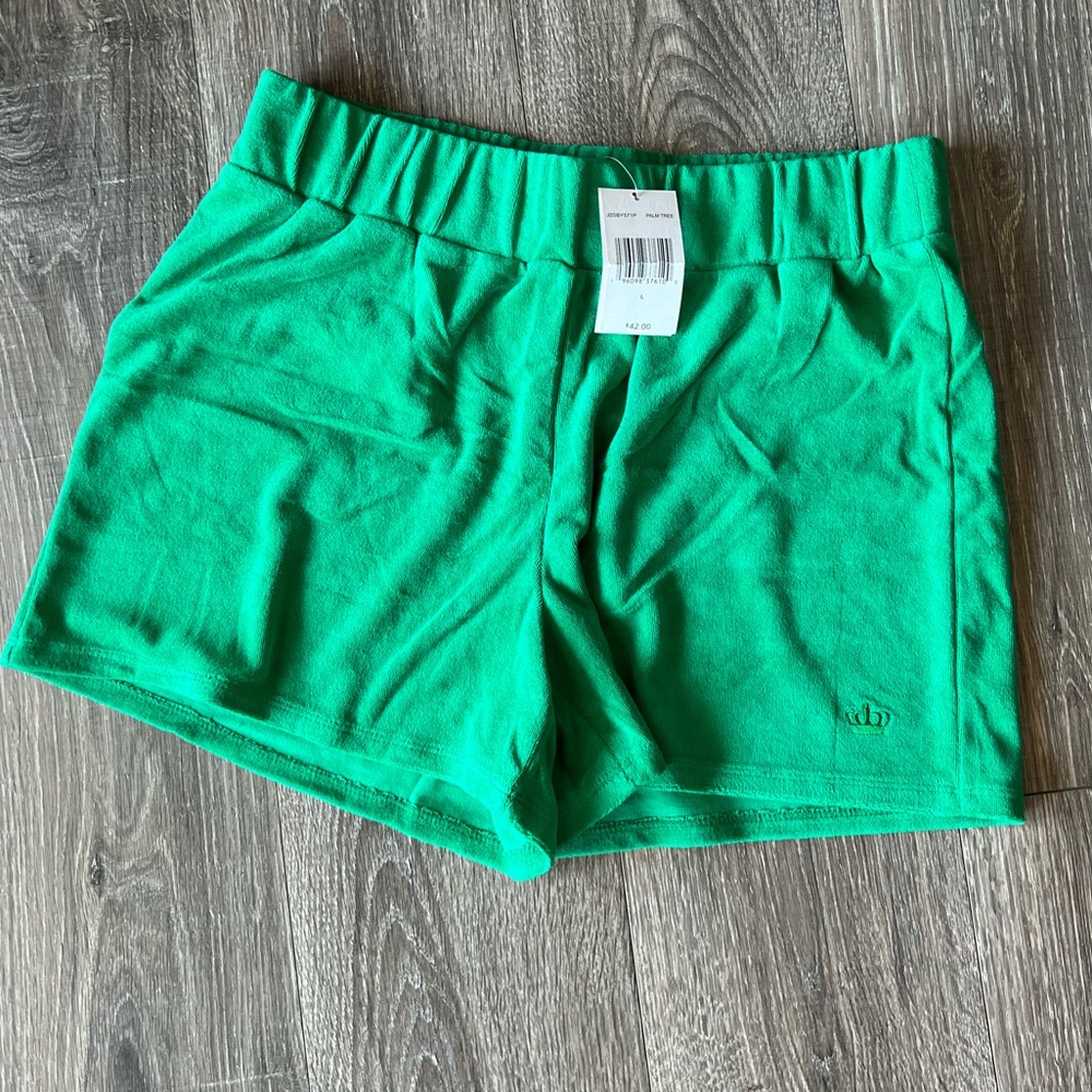 Juicy couture green Terry shorts large NWT